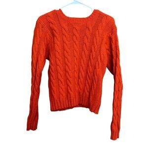 Brooks Brothers Chunky Cable‎ Knit Wool Pullover Sweater Orange Size Medium